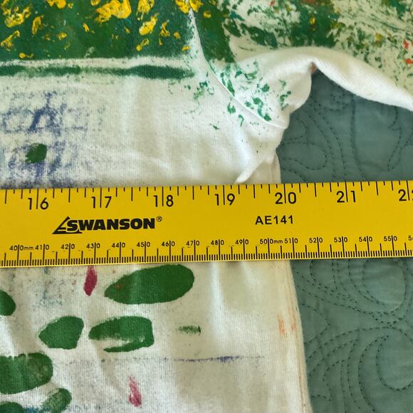 Vintage Marguerita Hand Painted Cotton Tee Lady by the Lake Medium - Picture 9 of 10